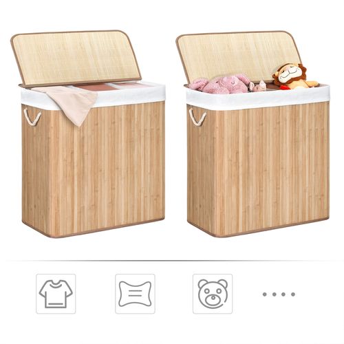 SONGMICS laundry basket Bamboo 3 x 50L slika 5