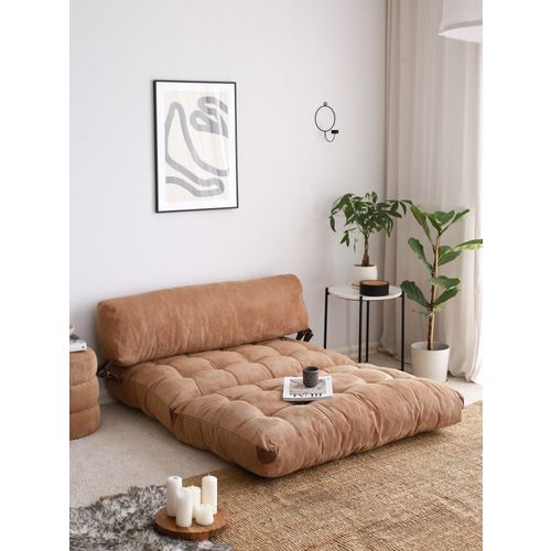 Fold Kadife 2 - Camel Camel 2-Seat Sofa-Bed slika 1