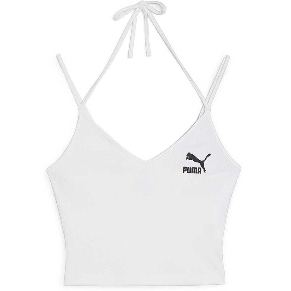 Puma Ženski kupaći gornji dio Classics Ribbed Crop, Bijela slika 1