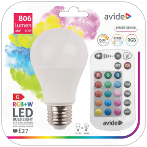 Avide Pametna sijalica, LED 9.7W, E27, RGB+W, 2700K, daljinski - Smart LED Globe A60 9.7W