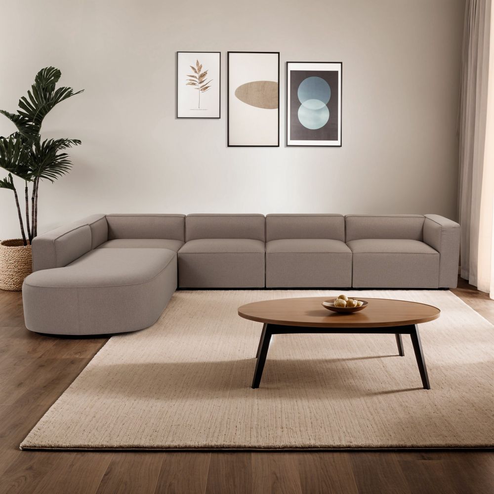 Mora (X-Oval-L1-O1-O1-R1) Svijetlosmeđi Kutni Sofa slika 1