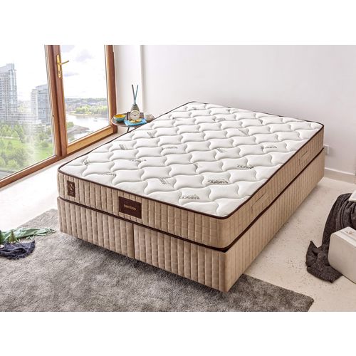 Woody Fashion Madrac, Bijela boja Bež Smeđa, Bamboo 150x200 cm Double Size Middle Firm Mattress slika 3