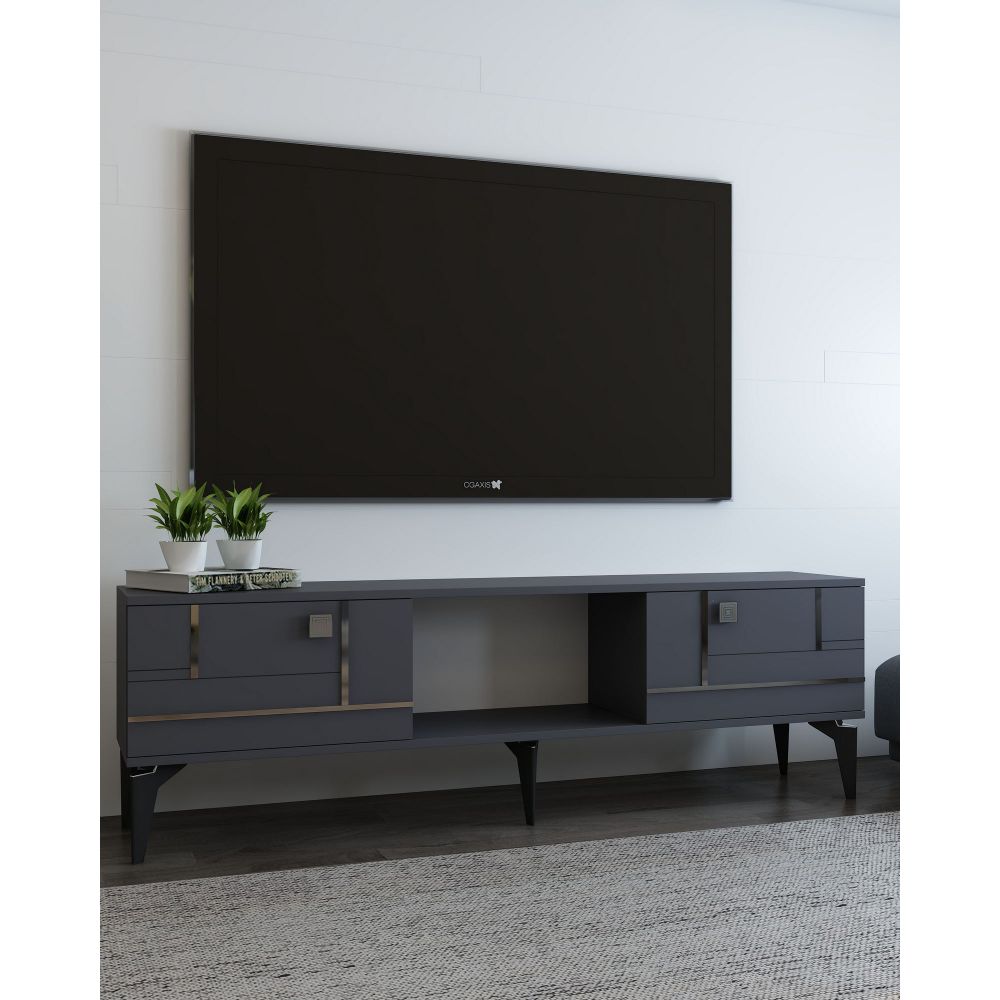 TV stalak Madera u antracitnoj i srebrnoj boji slika 2