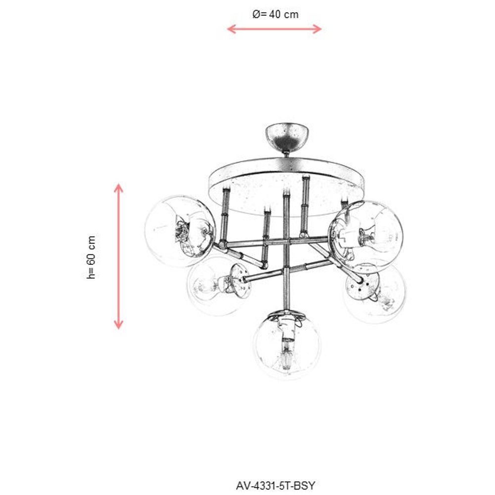 Luster AV-4331-5T-BSY u Crno-Zlatnoj Boji slika 6