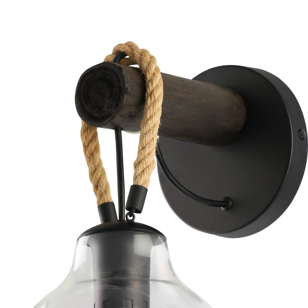 Eglo zidna lampa Roding - E27, crno drvo slika 3