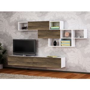 Woody Fashion TV jedinica, Bijela boja Orah, Aristo - White, Walnut