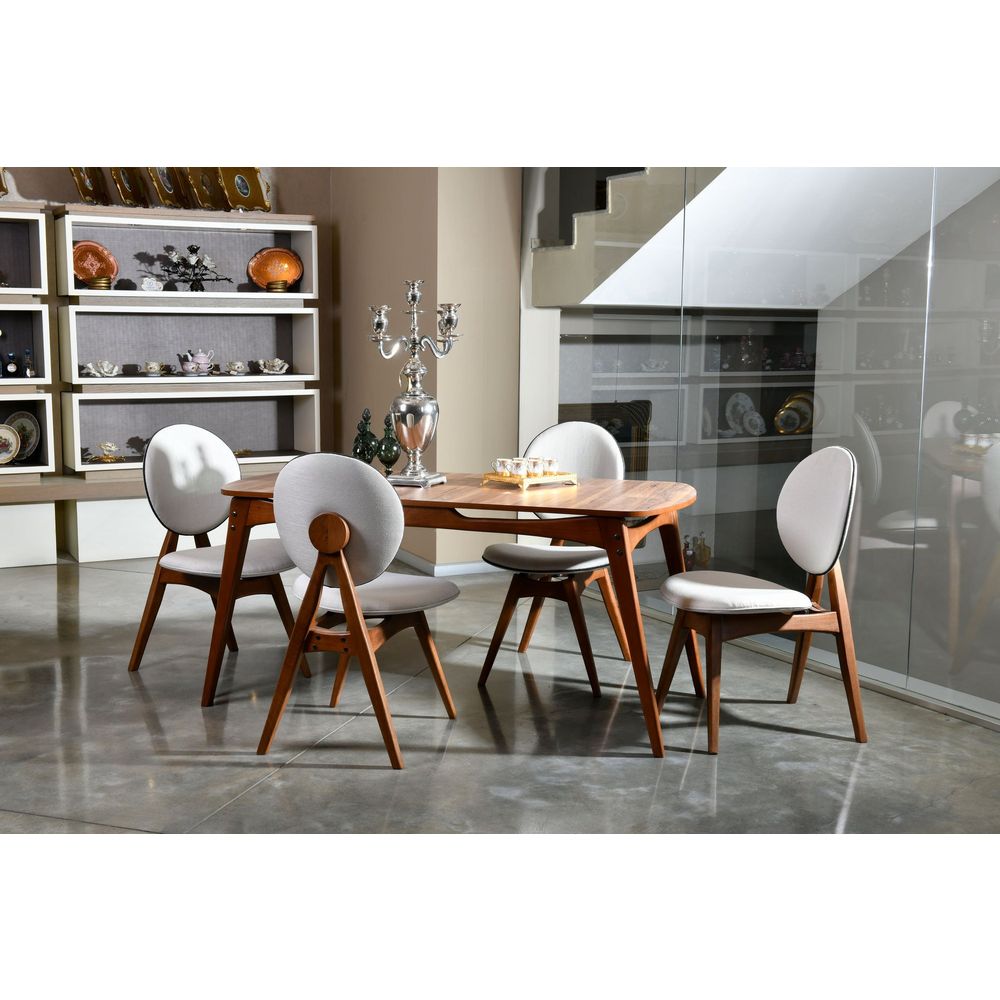 Touch Wooden - Set stola i stolica od orahovog drveta 'Cream Walnut' (5 komada) slika 6