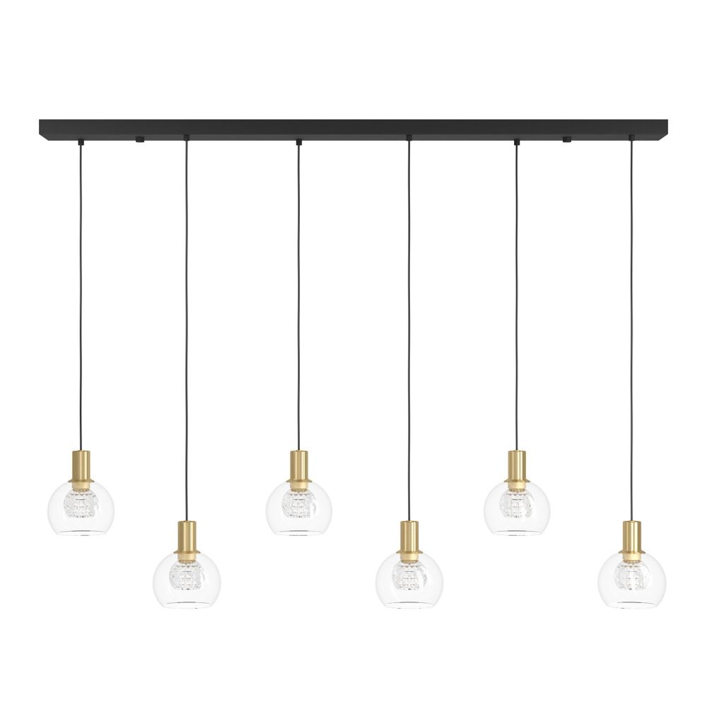 TERQUE LED viseći luster 6x5,4W 3000K 3060 lm – crna / brušeni mesing / prozirno staklo slika 4