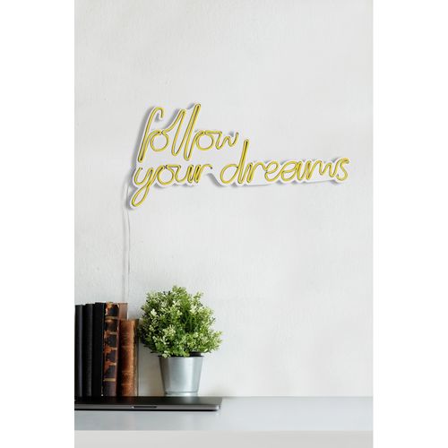 Wallity Ukrasna plastična LED rasvjeta, Follow Your Dreams - Yellow slika 4
