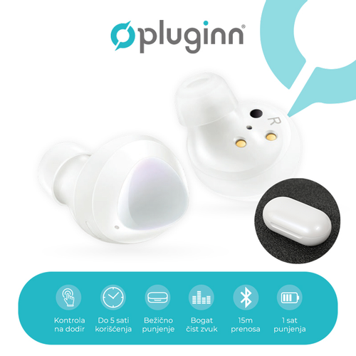 Bluetooth slusalice Pluginn Earbuds PI-175 bele slika 2