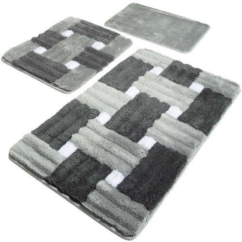 Piazza - Grey Multicolor Acrylic Bathmat Set (3 Pieces) slika 2