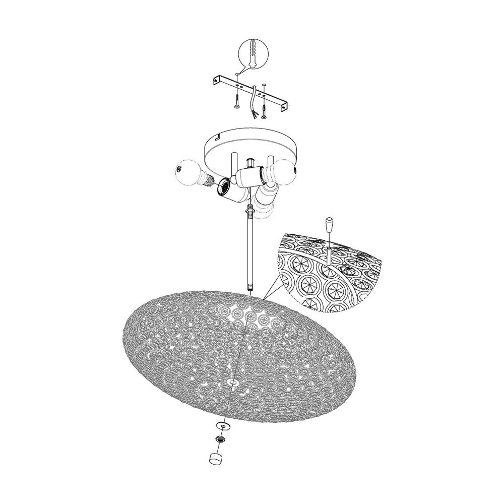 Eglo Clemente Plafonjera - E27, Ø450 mm, Krom/Kristal slika 4