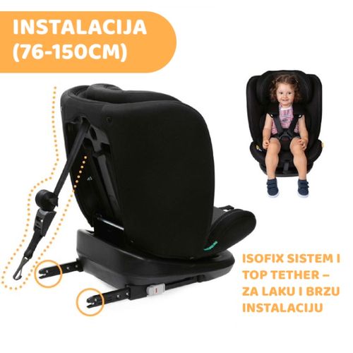 Chicco A-S Mokita I-Size (76-150), Black slika 4