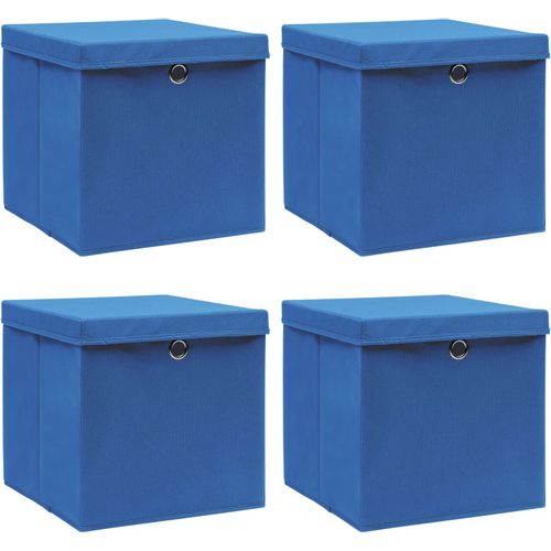 Kutije za pohranu s poklopcima 4 kom plave 32x32x32 cm tkanina slika 1
