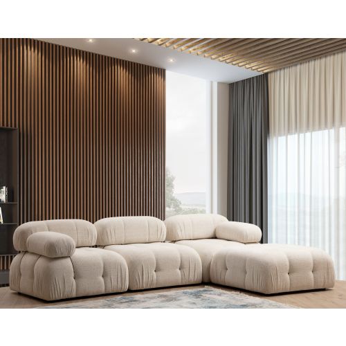 Atelier Del Sofa Kutna garnitura, Krem, Bubble Cream Bouclette  L1-O1-1R-PUF slika 1