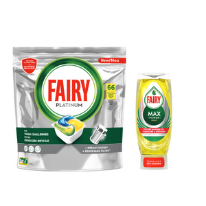 Promo Pack Fairy tablete za mašinsko pranje suđa Platinum 66 kom + Fairy Mercury limun 450ml