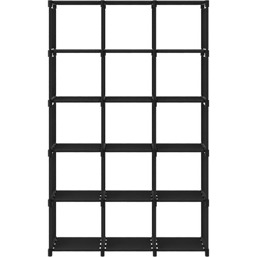 Police za izlaganje s 15 kocki od tkanine 103x30x175,5 cm crne slika 37
