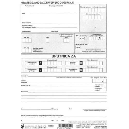 III-1-99 UPUTNICA; Blok 100 listova, 14,8 x 21 cm slika 1