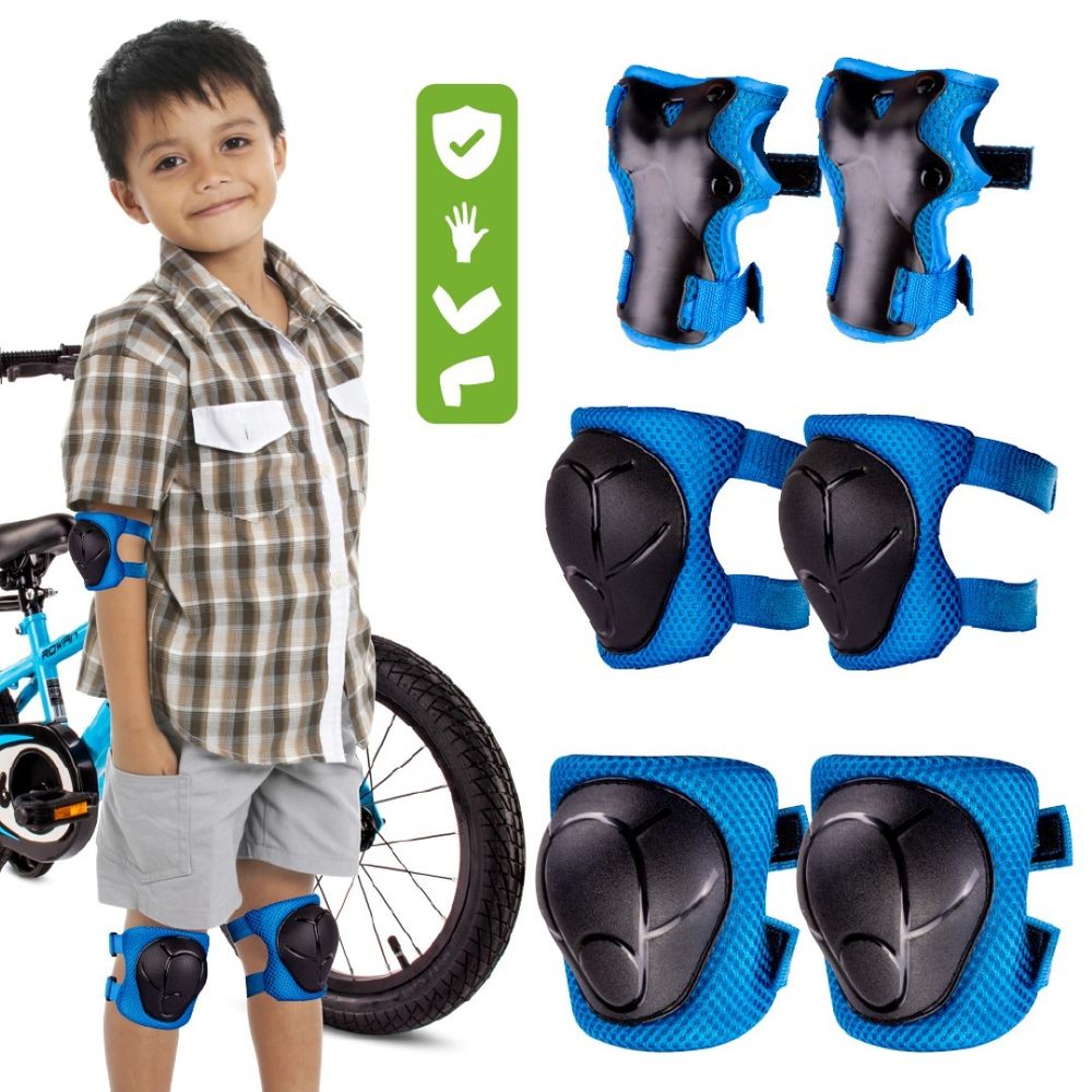 Štitnici za koljena, laktove i zapešća HEART BIKE – SUN BABY, za role i romobil, veličina L, plavi slika 1