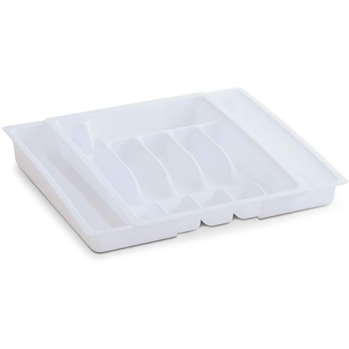 Zeller Kutija za pribor za jelo, proširiva, plastična, bijela, 29-50x38x6,5 cm, 24891 slika 3