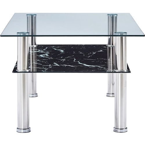 280099 Coffee Table with Marble Look Black 100x60x42 cm Tempered Glass slika 15