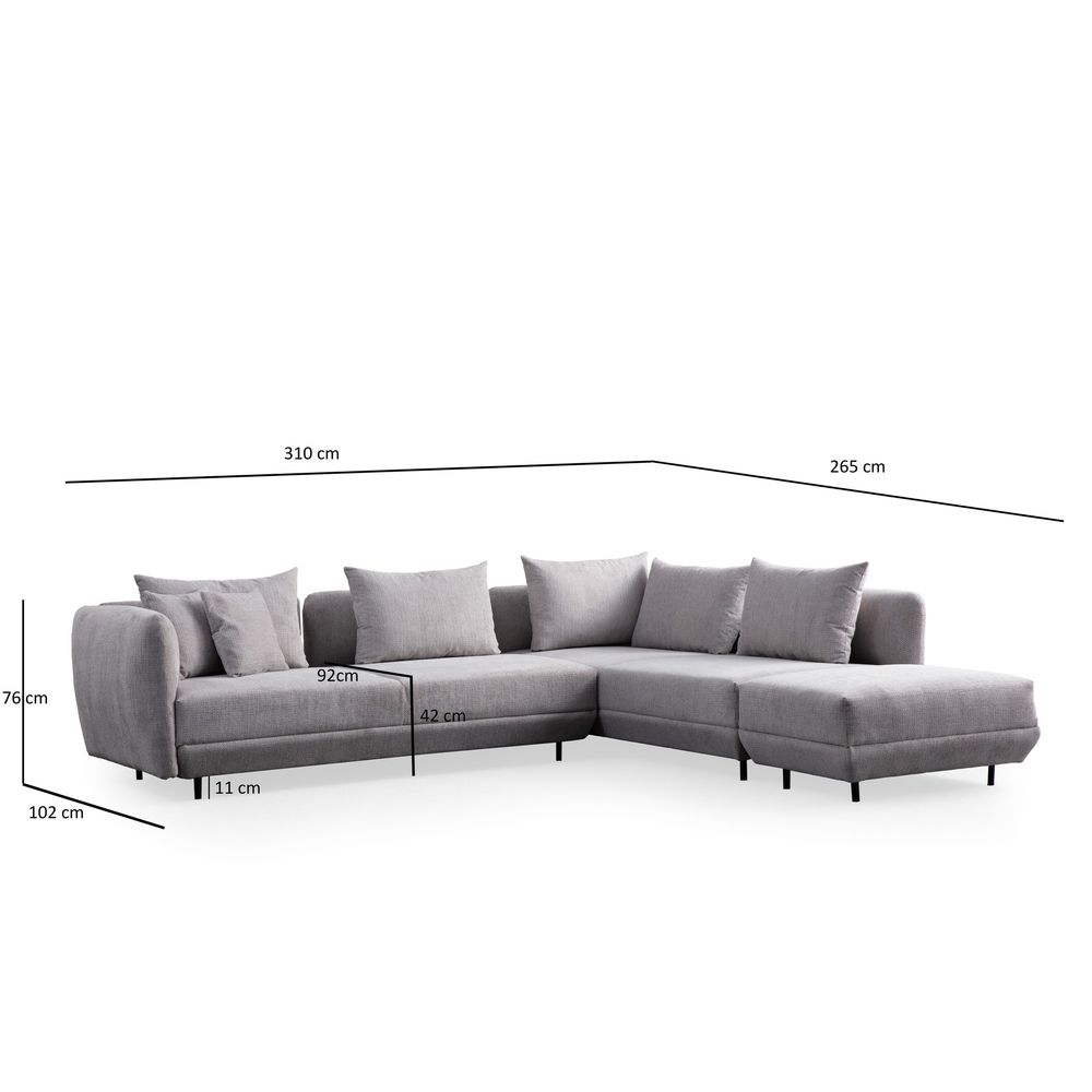 Floransa - Svijetlosiva Ugaona Sofa slika 9