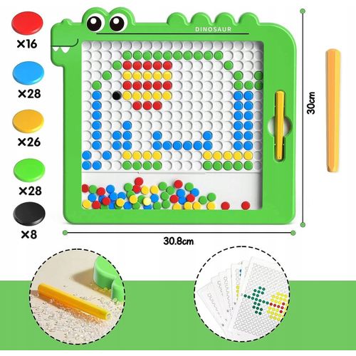 Woopie magnetna ploča Montessori MagPad 110 gumba, zeleni dinosaur slika 5