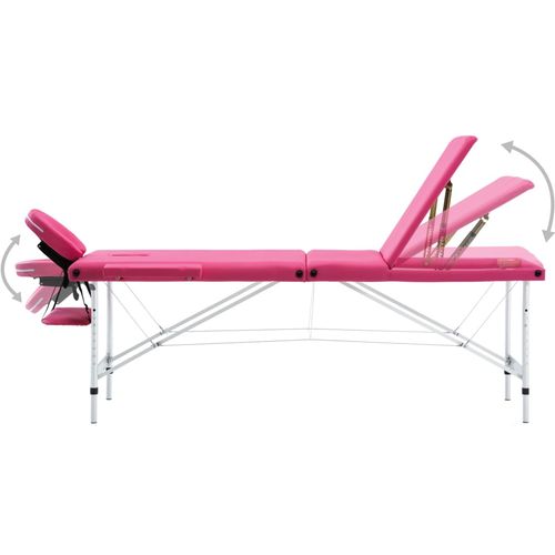 Sklopivi masažni stol s 3 zone aluminijski ružičasti slika 3