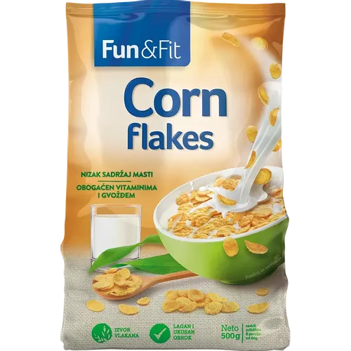 Fun&Fit corn flakes 500g - traditional slika 1