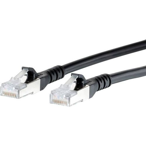 Metz Connect 1308453000-E RJ45 mrežni kabel, Patch kabel cat 6a S/FTP 3.00 m crna sa zaštitom za nosić 1 St. slika 2