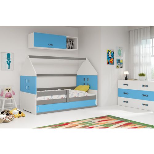 Drveni Dečiji Krevet Domi 1 Sa Prostorom Za Odlaganje - 160X80Cm - Plavi - Beli - Sivi slika 1