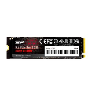 Silicon Power SP02KGBP34UD8005 M.2 NVMe 2TB SSD, UD80, PCIe Gen 3x4, 3D NAND, Read up to 3,400 MB/s, Write up to 3,000 MB/s (single sided), 2280