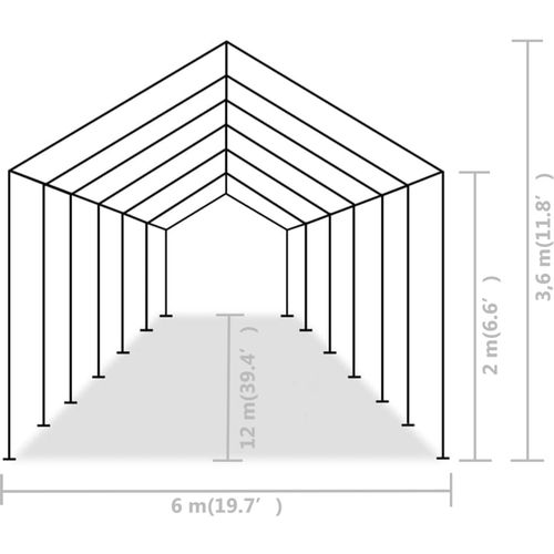 Šator za zabave od PE-a 6 x 12 m sivi slika 33