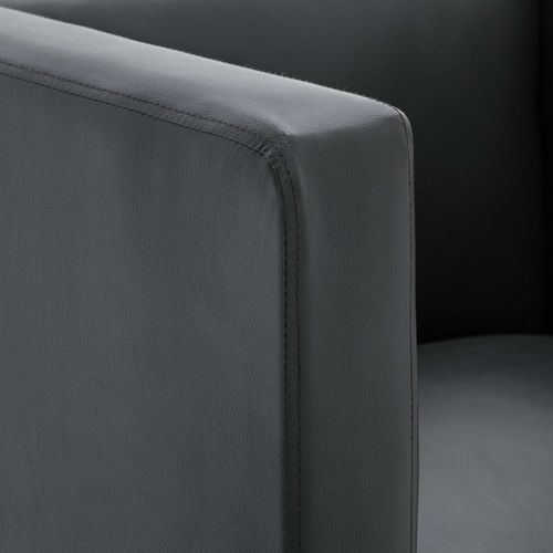 Kockasta fotelja od umjetne kože siva slika 11