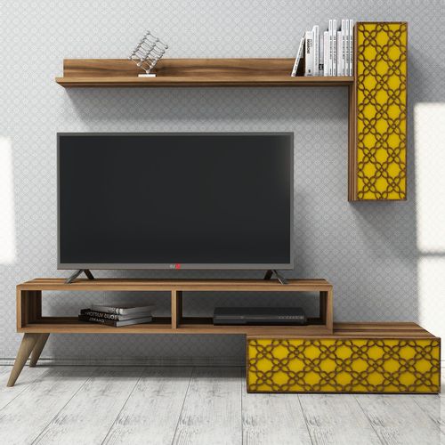 Woody Fashion TV jedinica, Planet - Walnut, Yellow slika 4