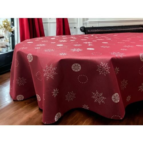 Stolnjak Okrugli 150cm Snowflakes Bordo slika 1