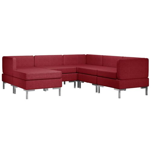 6-dijelni set sofa od tkanine crvena boja vina slika 31