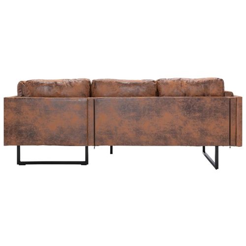 Kutna sofa od umjetne brušene kože smeđa slika 20