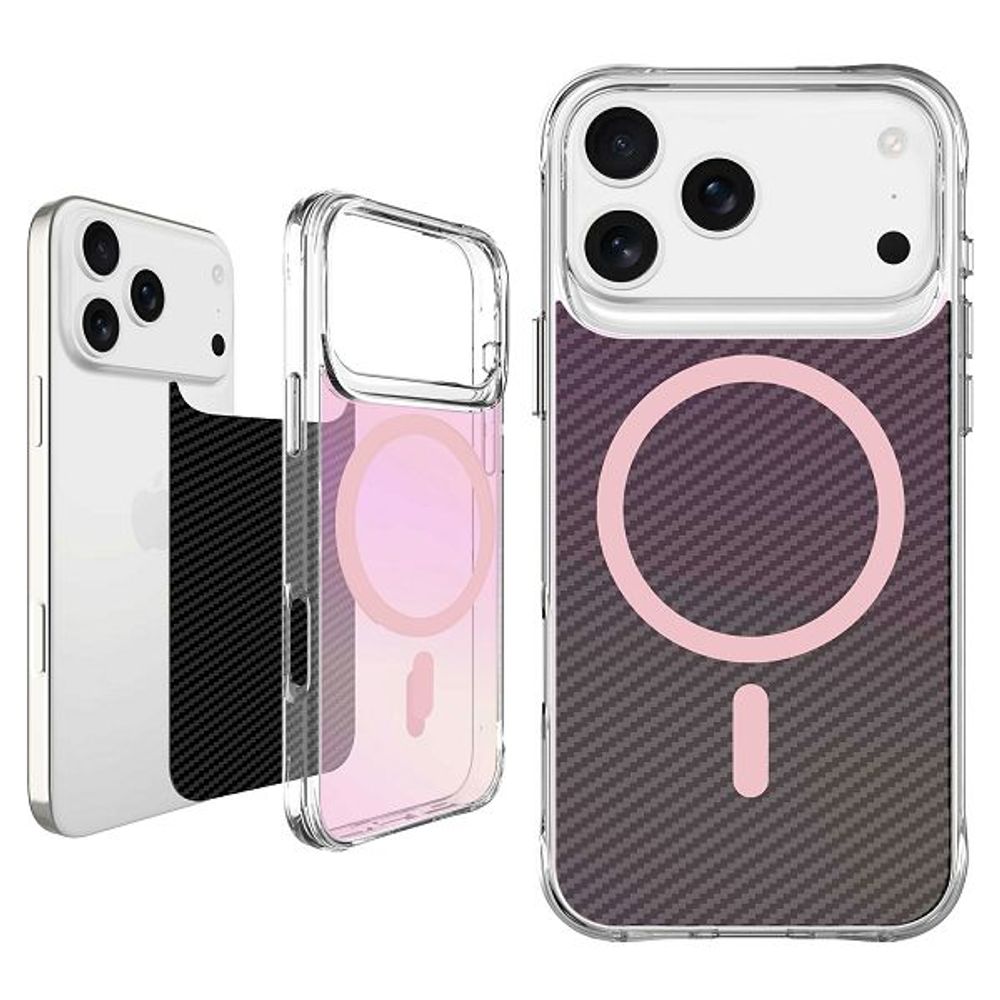 MM TPU IPHONE 17 PRO - DROP-PROOF PURE SPLENDOUR MAGSAFE black-pink slika 1