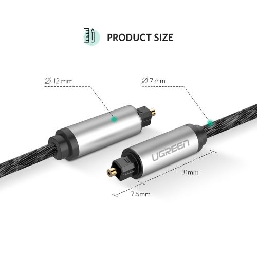 Ugreen Toslink optički kabel - pleteni 2 m - u kutiji slika 6