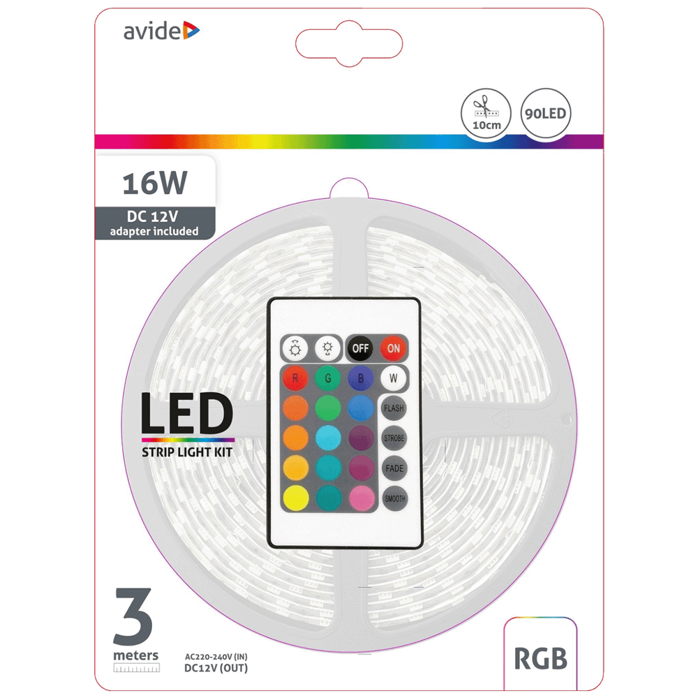 Avide LED traka sa daljinskim upravljačem, RGB, 7.2W, 12V, 3 met. - ABLSBL12V5050-30RGB slika 1