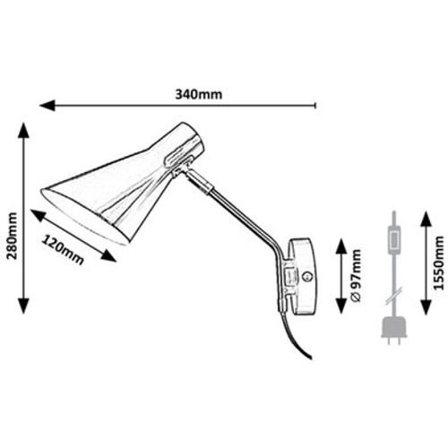 Rabalux Alfons, metal zidna lampa, crna-hrom, E27 1x MAX 25W slika 3