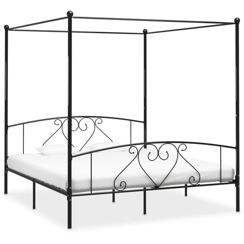 Okvir za krevet s nadstrešnicom crni metalni 180 x 200 cm slika 12