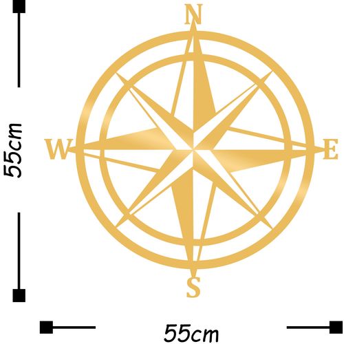 Wallity Metalna zidna dekoracija, Compass - Gold slika 3