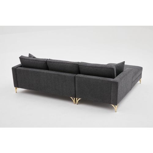 Atelier Del Sofa Kutna garnitura, Antracit Zlato, Berlin Left - Anthracite, Gold slika 6