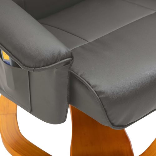 Masažna fotelja s osloncem za noge od umjetne kože siva slika 44