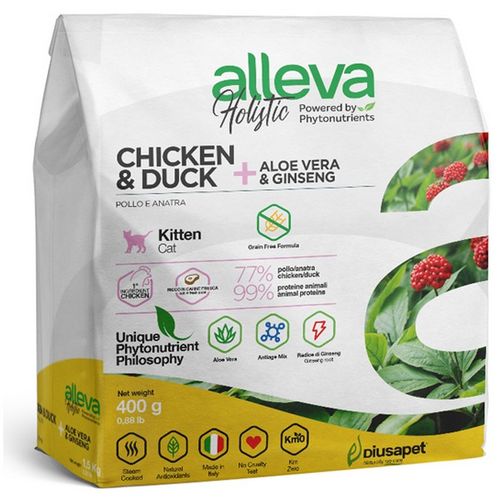 Alleva Holistic Kitten Chicken &amp; Duck + Aloe Vera &amp; Ginseng 400 g slika 1