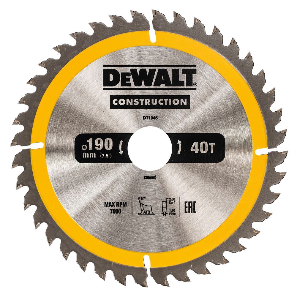 LIST KRUŽNE PILE ZA DRVO 40 Z 190x30mm Dewalt DT1945 slika 1