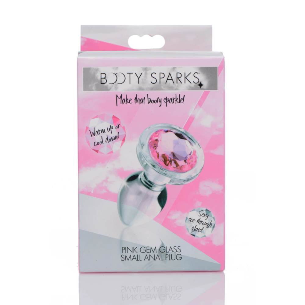 XR Brands Pink Gem - stakleni analni čepić - mali slika 2