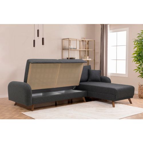 Atelier Del Sofa Hera 1 Ugao - Antracit Antracit Ugaona Sofa na Razvlačenje slika 5